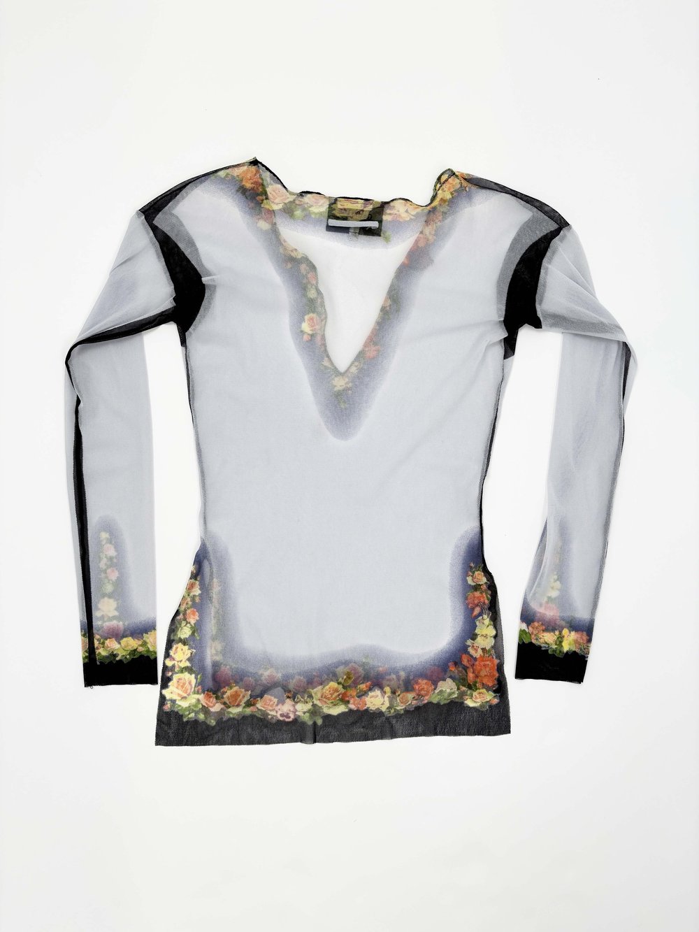 Jean Paul Gaultier flower print mesh top — JAMES VELORIA